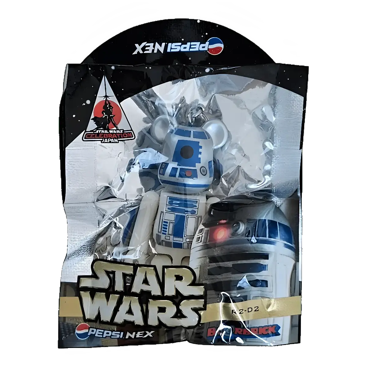Bearbrick PEPSI.NEX × Star Wars - R2-D2 70% in der Verpackung