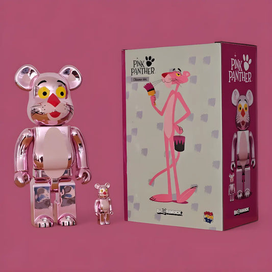 Bearbrick Pink Panther Chrome Version 100%+400% mit Verpackung
