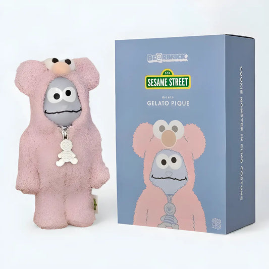 Bearbrick Sesame Street × Gelato Pique Cookie Monster in Elmo Costume 400% mit Verpackung