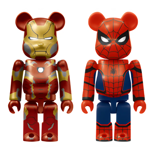 Bearbrick Happy Kuiji "MARVEL Studios" - A: Iron Man Mark 46 & Spider-Man 100% Herstellerbild 1