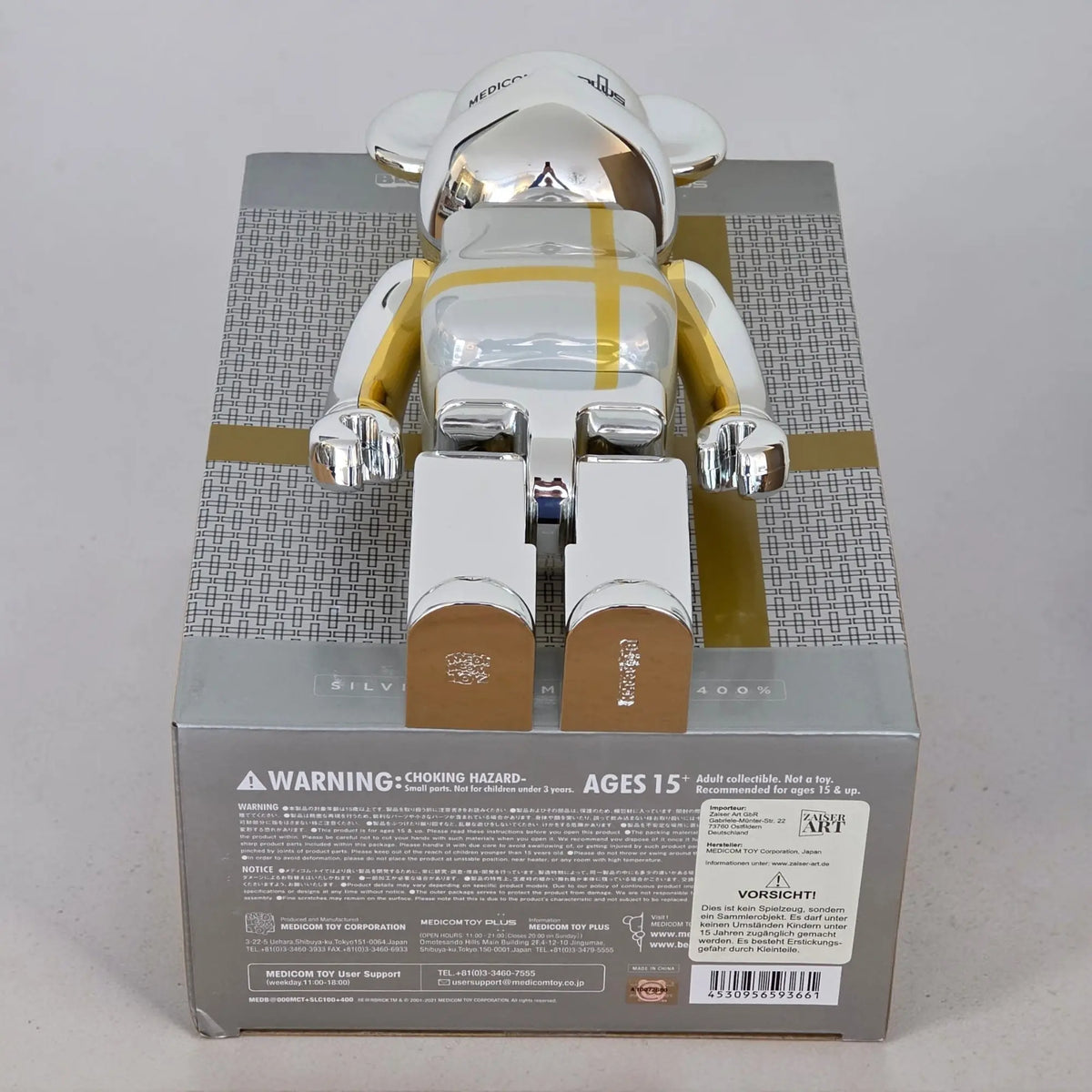 Bearbrick Medicom Toy Plus Silver Chrome Version 100%+400% Echtheitsmerkmale