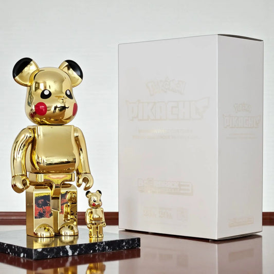 Bearbrick Pikachu Gold Chrome Version 100%+400% mit Verpackung