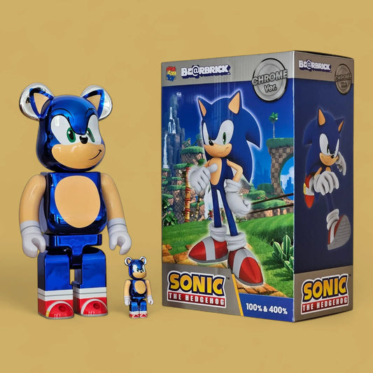 Bearbrick Sonic the Hedghog Chrome Version 100%+400% mit Verpackung