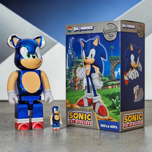 Bearbrick Sonic the Hedgehog Chrome Version 100%+400% mit Verpackung