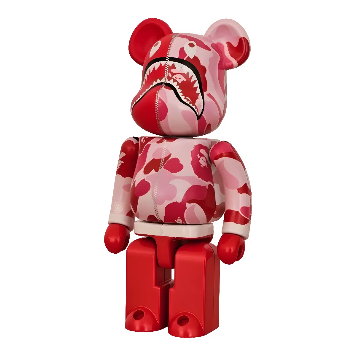 Bearbrick A BATHING APE ABC Camo Shark Pink 200% schräg