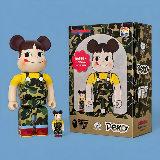 Bearbrick BAPE Peko-Chan Green Version 100%+400% mit Verpackung