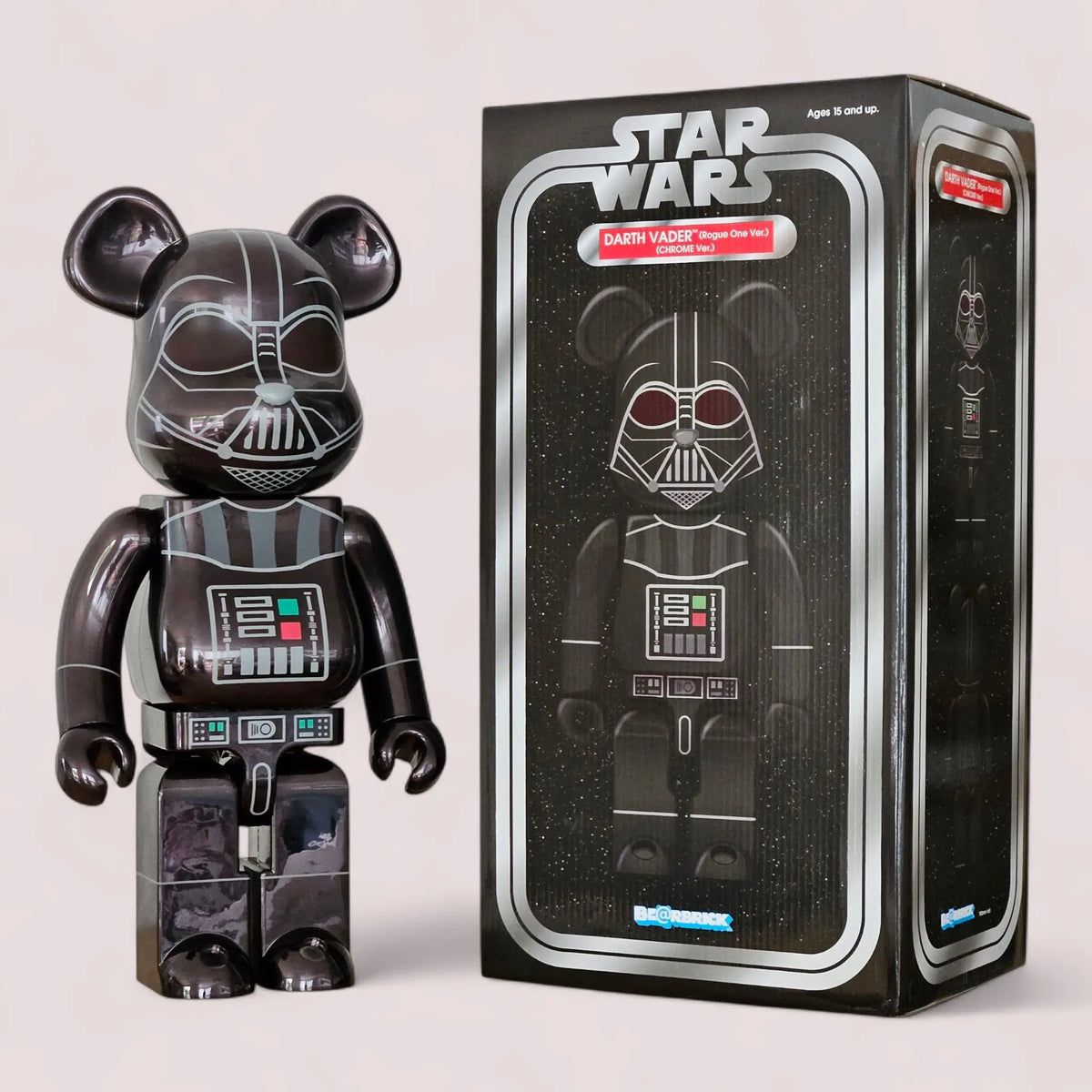 Bearbrick Darth Vader (Rogue One Version) Chrome Version 1000% mit Verpackung