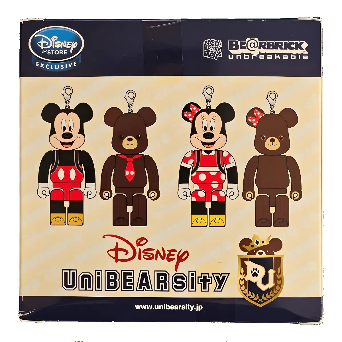 Bearbrick Disney UniBEARsity Minnie Mouse & Pudding Set 100% Verpackungsrückseite