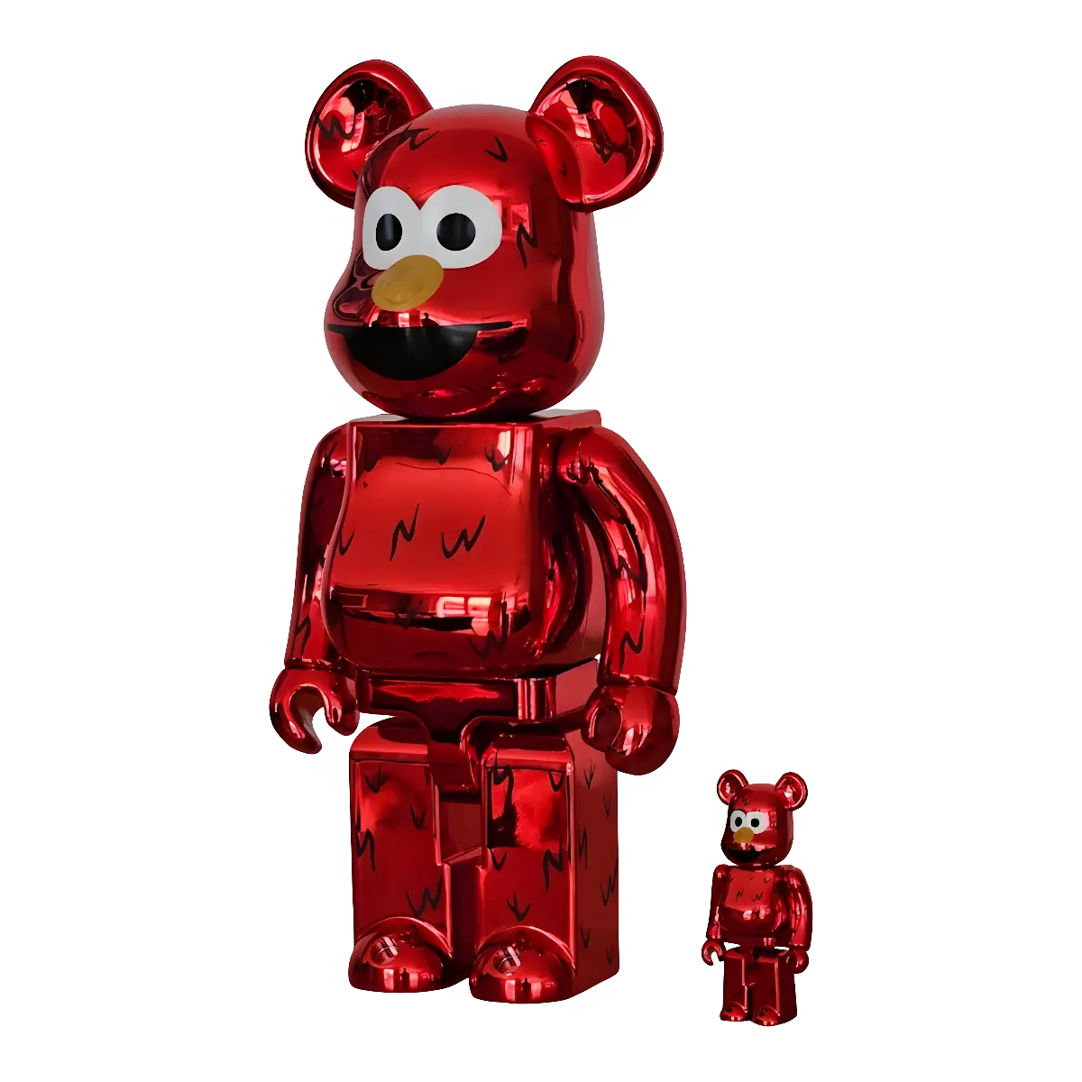 Bearbrick Elmo Chrome Version schräg