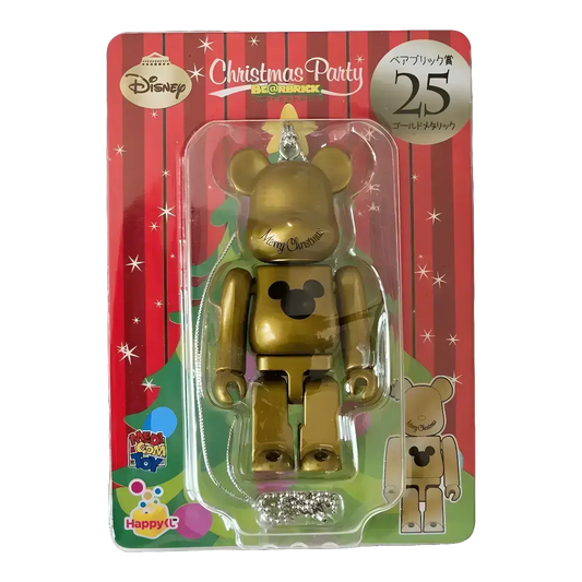 Bearbrick Happy Kuji 'Disney Christmas Party' (2012) - 25 Gold Metallic 100% in der Verpackung