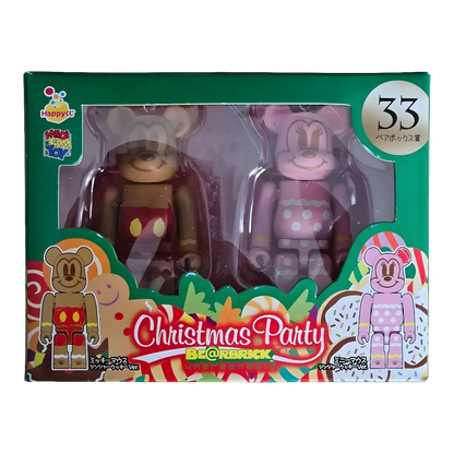 Bearbrick Happy Kuji 'Disney Christmas Party' (2012) - 33 Mickey & Minnie Mouse Ginger Cookie Version 100% in der Verpackung