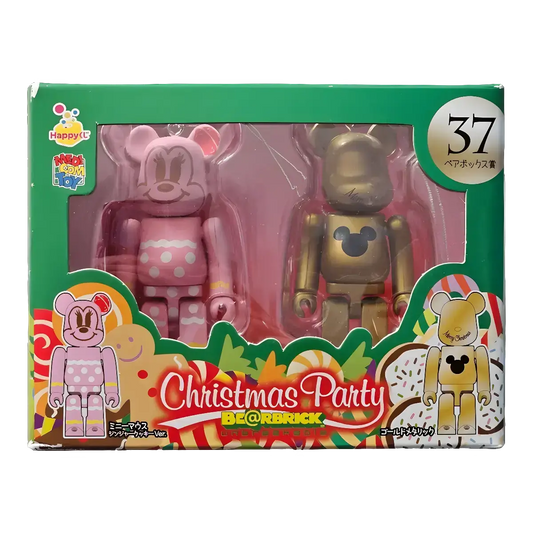 Bearbrick Happy Kuji 'Disney Christmas Party' (2012) - 37 Minnie Mouse Ginger Cookie Version & Gold Metallic 100% in der Verpackung