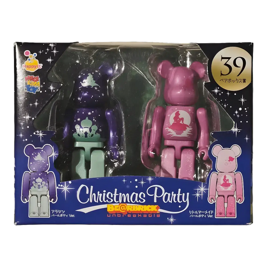 Bearbrick Happy Kuji 'Disney Christmas Party' (2012) - 39 Aladdin Pearl Body Version & Little Mermaid Pearl Body Version 100% in der Verpackung
