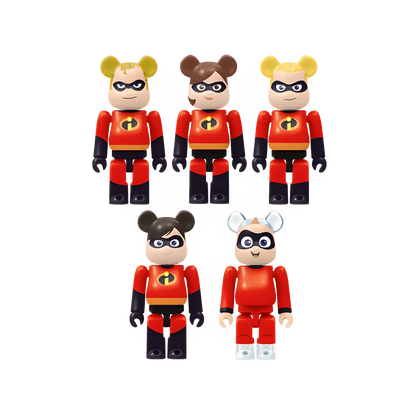 Bearbrick Happy Kuji 'Disney Pixar' (2018) - L@ST Incredible Family 5er-Set 100% Herstellerbild