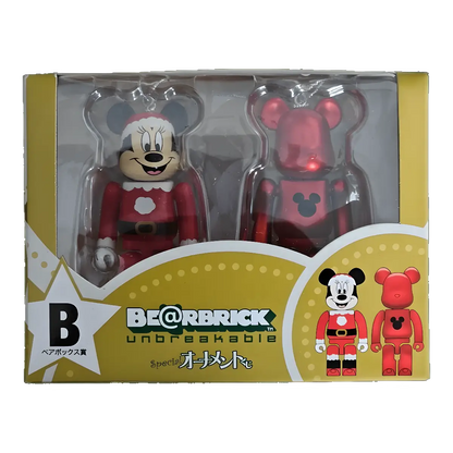 Bearbrick Happy Kuji 'Disney Special Ornament' (2011) - B Minnie Mouse Santa Version & Red Metallic 100% in der Verpackung