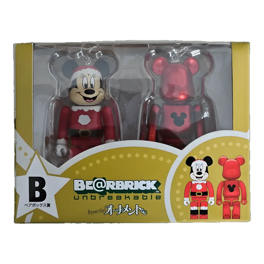 Bearbrick Happy Kuji 'Disney Special Ornament' (2011) - B Minnie Mouse Santa Version & Red Metallic 100% in der Verpackung