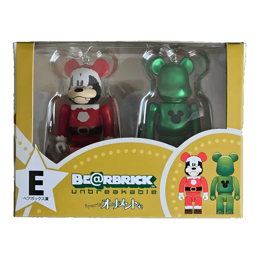 Bearbrick Happy Kuji 'Disney Special Ornament' (2011) - E Goofy Santa Version & Green Metallic 100% in der Verpackung