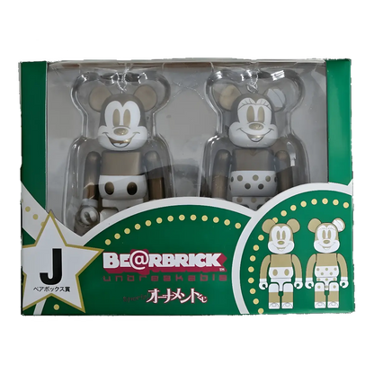 Bearbrick Happy Kuji 'Disney Special Ornament' (2011) - J Mickey Mouse Gold & White Version & Minnie Mouse Gold & White Version 100% in der Verpackung