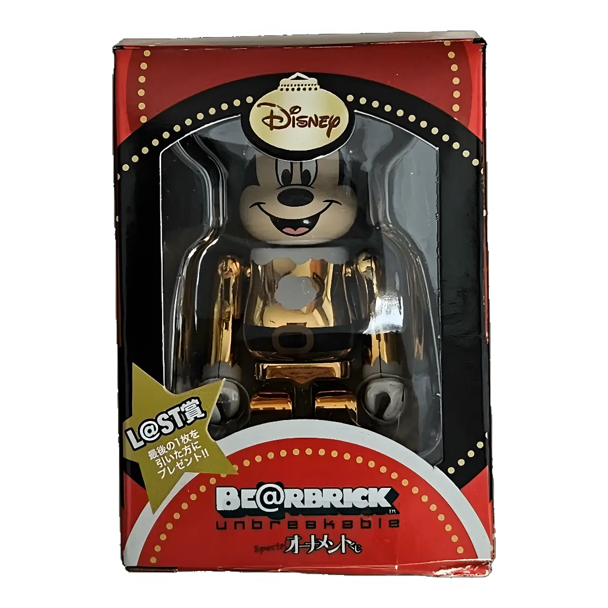 Bearbrick Happy Kuji 'Disney Special Ornament' (2011) - L@ST Mickey Mouse Golden Santa Version 100% in der Verpackung