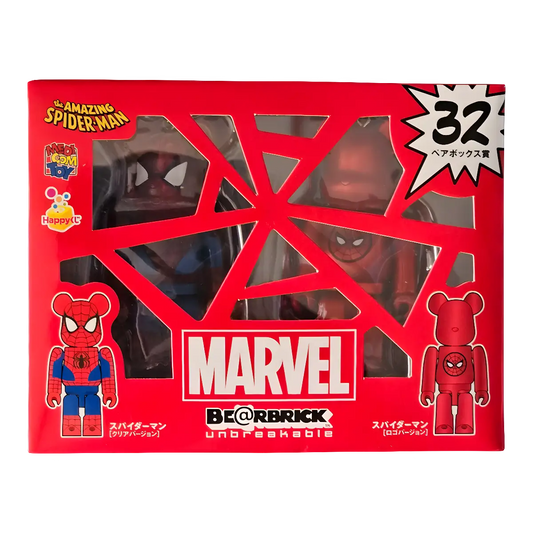 Bearbrick Happy Kuji 'MARVEL' (2012) - 32 Spider-Man Clear Version & Spider-Man Logo 100% in der Verpackung