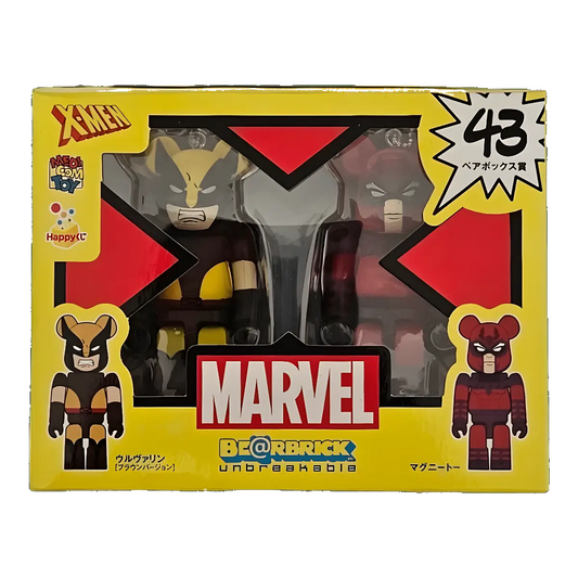 Bearbrick Happy Kuji 'MARVEL' (2012) - 43 Wolverine Brown Version & Magneto 100% in der Verpackung