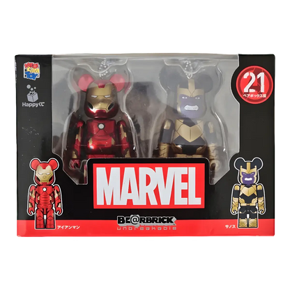 Bearbrick Happy Kuji 'MARVEL' (2021) - 21 Iron Man & Thanos 100% in der Verpackung