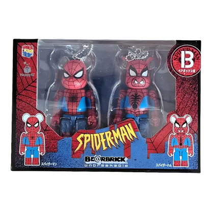 Bearbrick Happy Kuji 'Spider-Man' (2022) - B Spider-Man & Spider-Ham 100% in der Verpackung