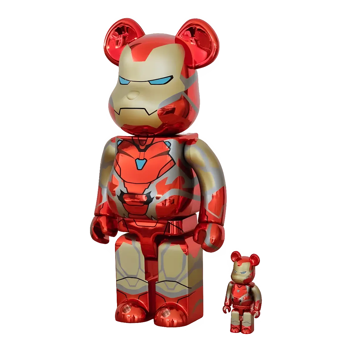 Bearbrick Iron Man Mark 85 Chrome Version schräg