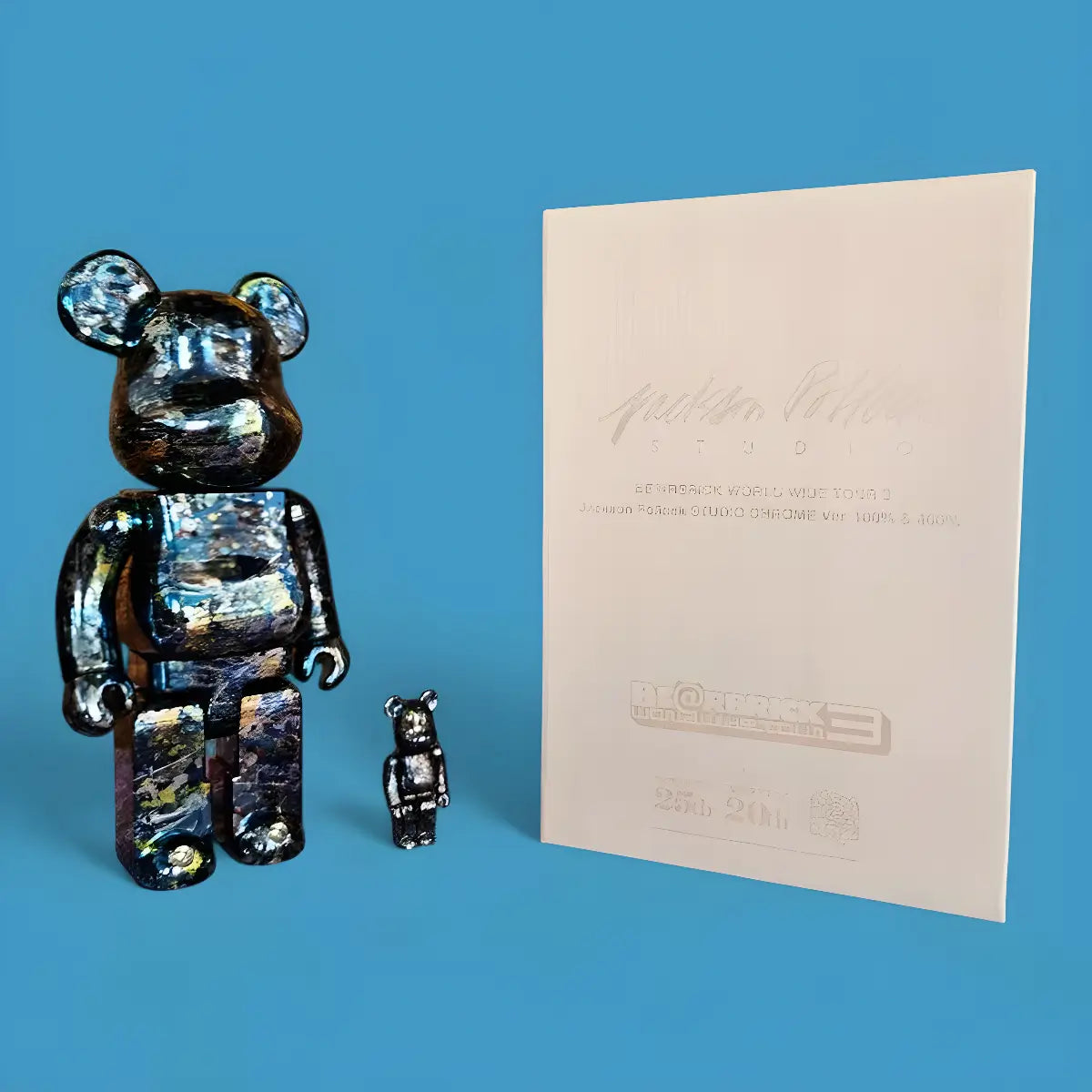 Bearbrick Jackson Pollock Studio Chrome Version 100%+400% mit Verpackung