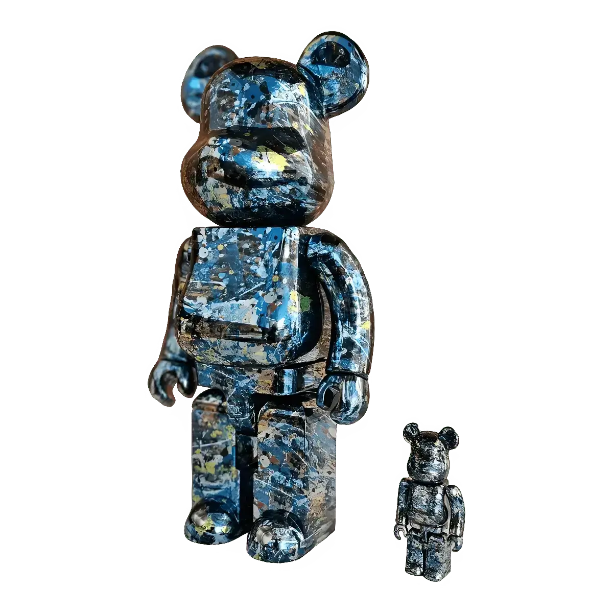 Bearbrick Jackson Pollock Studio Chrome Version 100%+400% schräg
