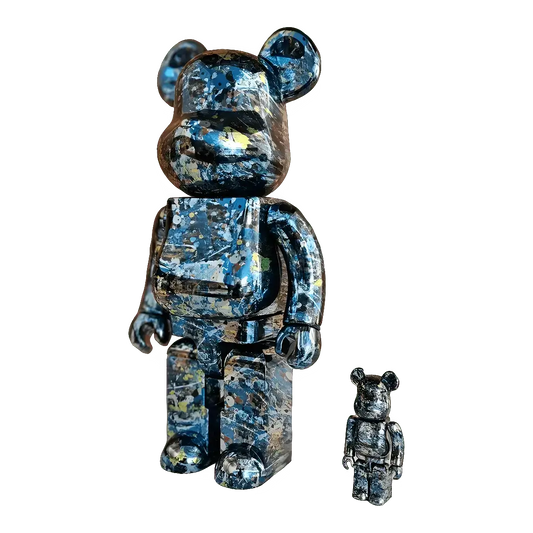 Bearbrick Jackson Pollock Studio Chrome Version 100%+400% schräg