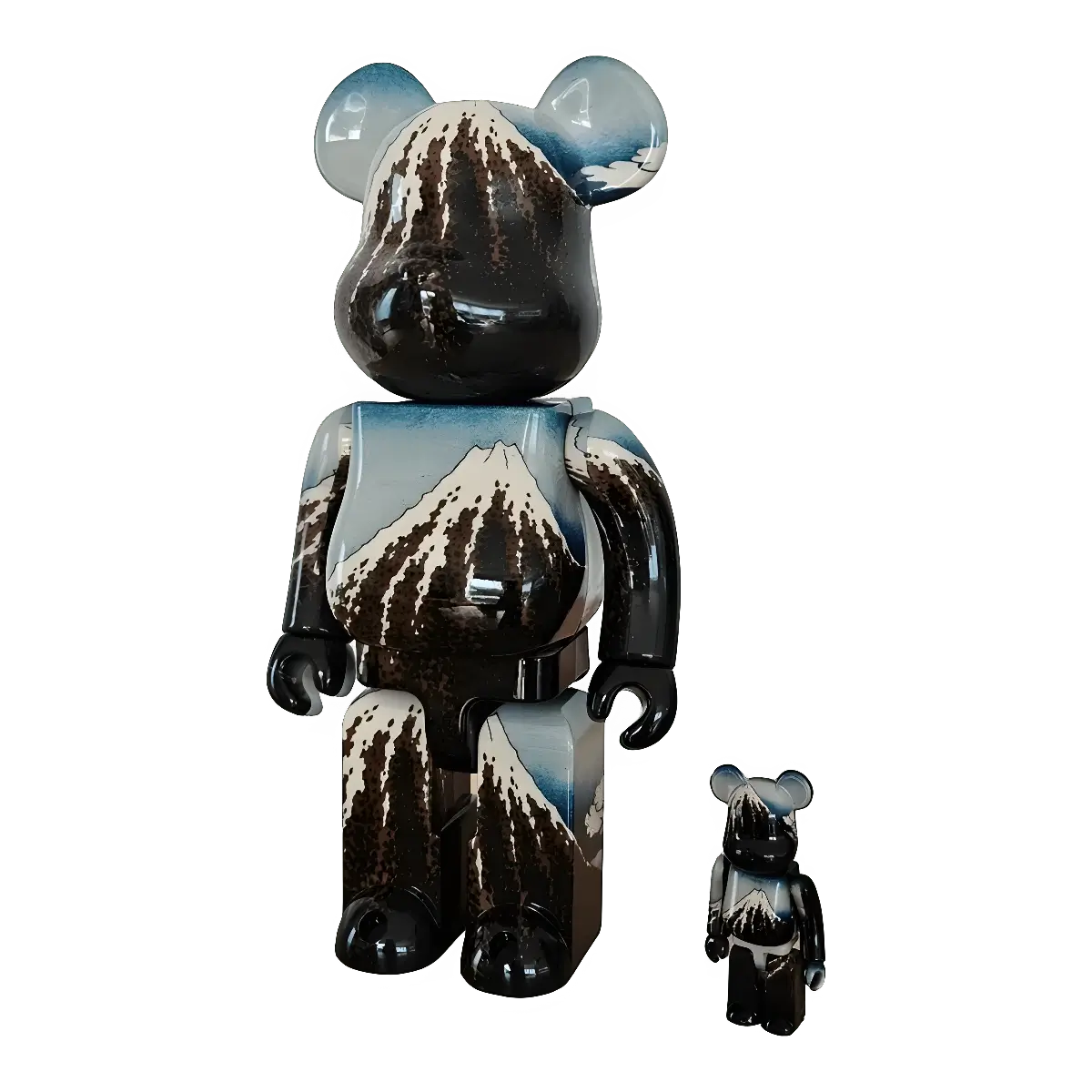 Bearbrick Katsushika Hokusai "Rainstorm Beneath the Summit" 100%+400% schräg