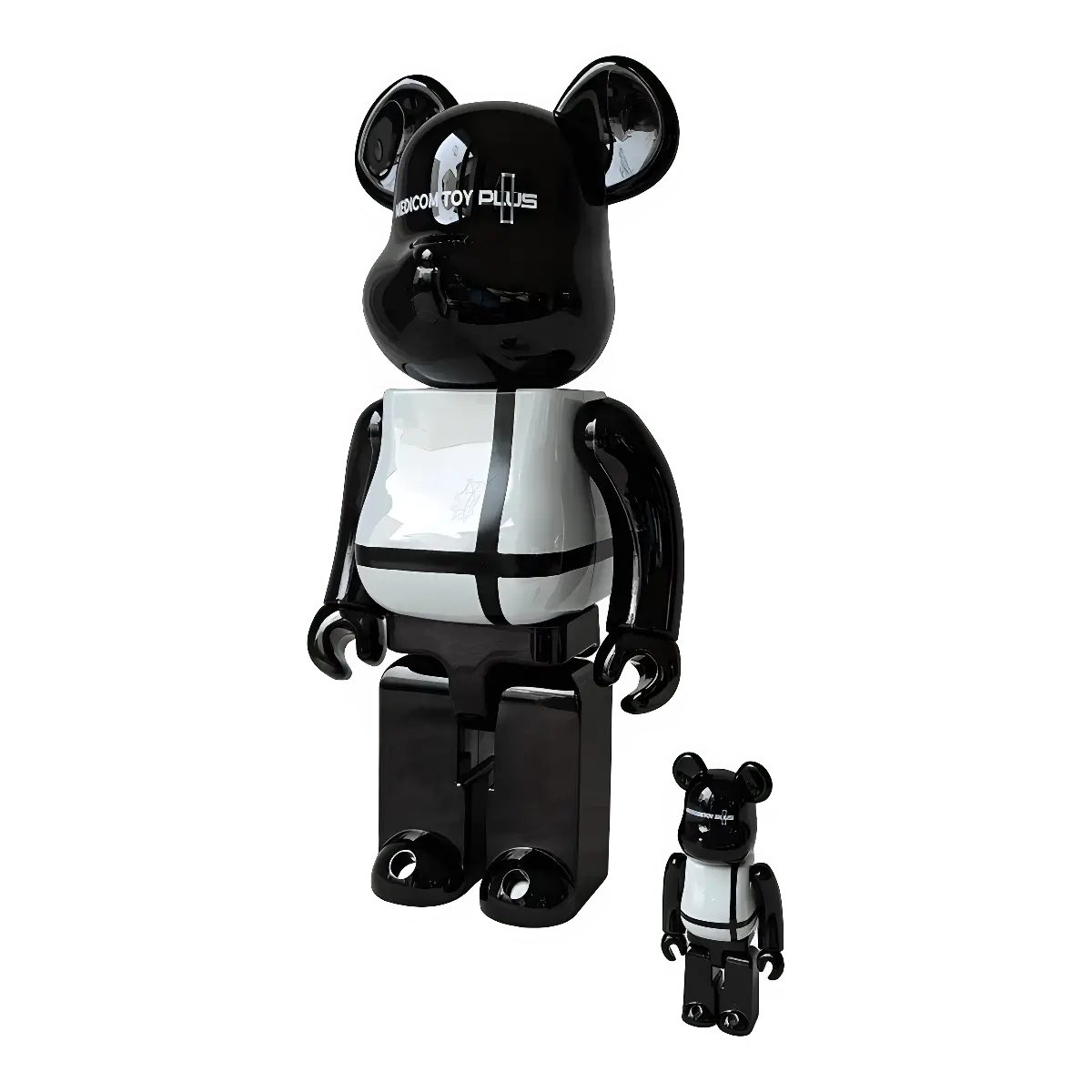 Bearbrick Medicom Toy Plus Black Chrome Version 100%+400% schräg