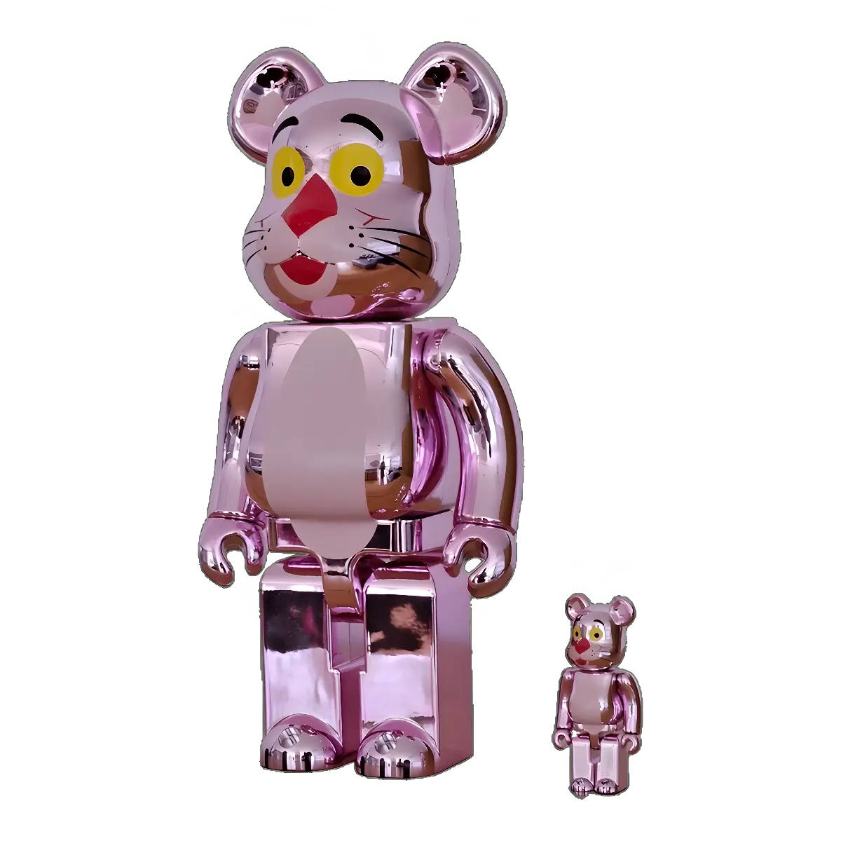 Bearbrick Pink Panther Chrome Version 100%+400% schräg