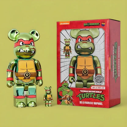 Bearbrick Raphael Chrome Version [Teenage Mutant Ninja Turtles] 100%+400% mit Verpackung