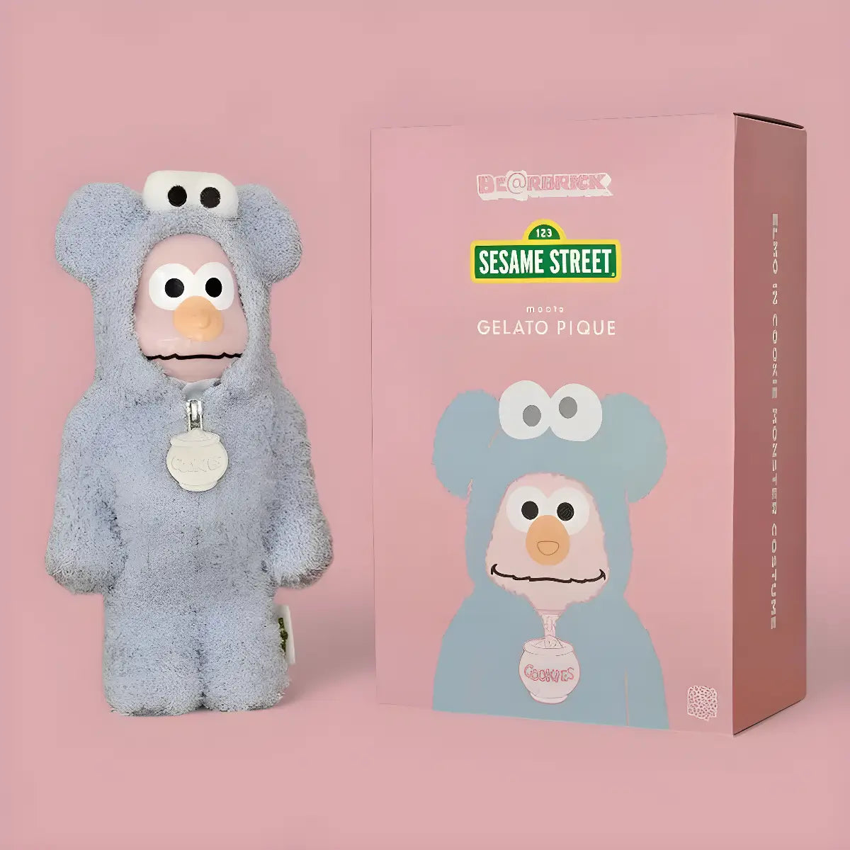 Bearbrick Sesame Street × Gelato Pique Elmo in Cookie Monster Costume 400% mit Verpackung