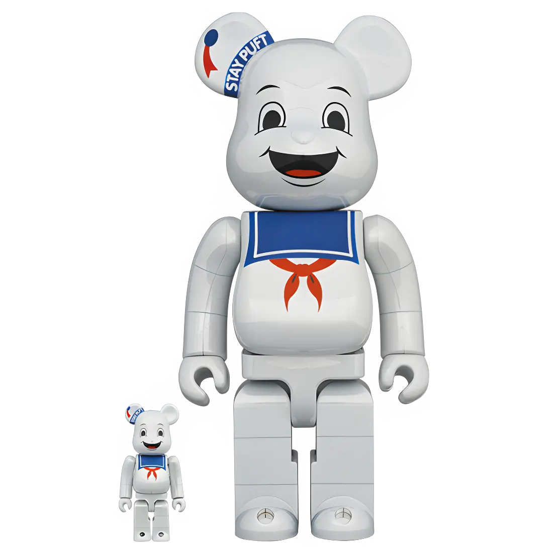 Bearbrick Stay Puft Marshmallow Man White Chrome Version 100%+400% Herstellerbild 1