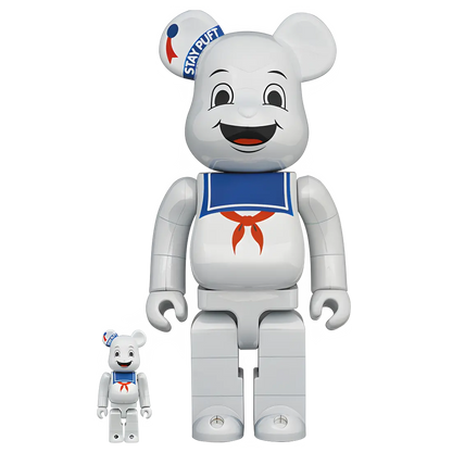 Bearbrick Stay Puft Marshmallow Man White Chrome Version 100%+400% Herstellerbild 1