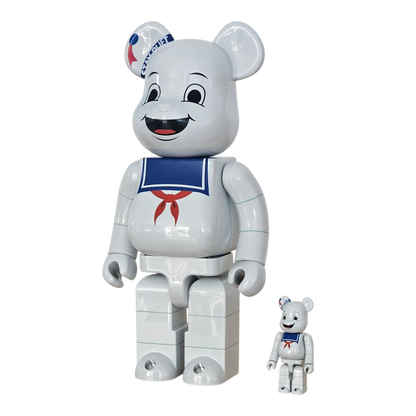 Bearbrick Stay Puft Marshmallow Man White Chrome Version 100%+400% schräg