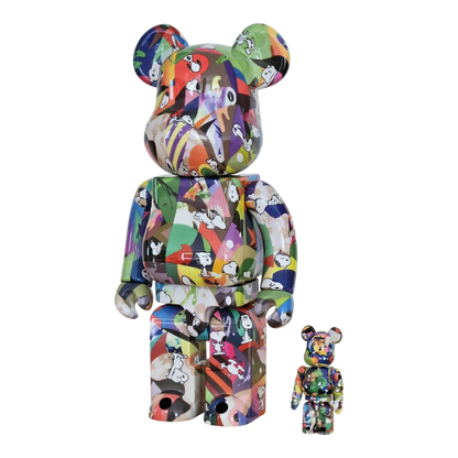 Bearbrick Tomokazu Matsuyama × PEANUTS 100%+400% schräg