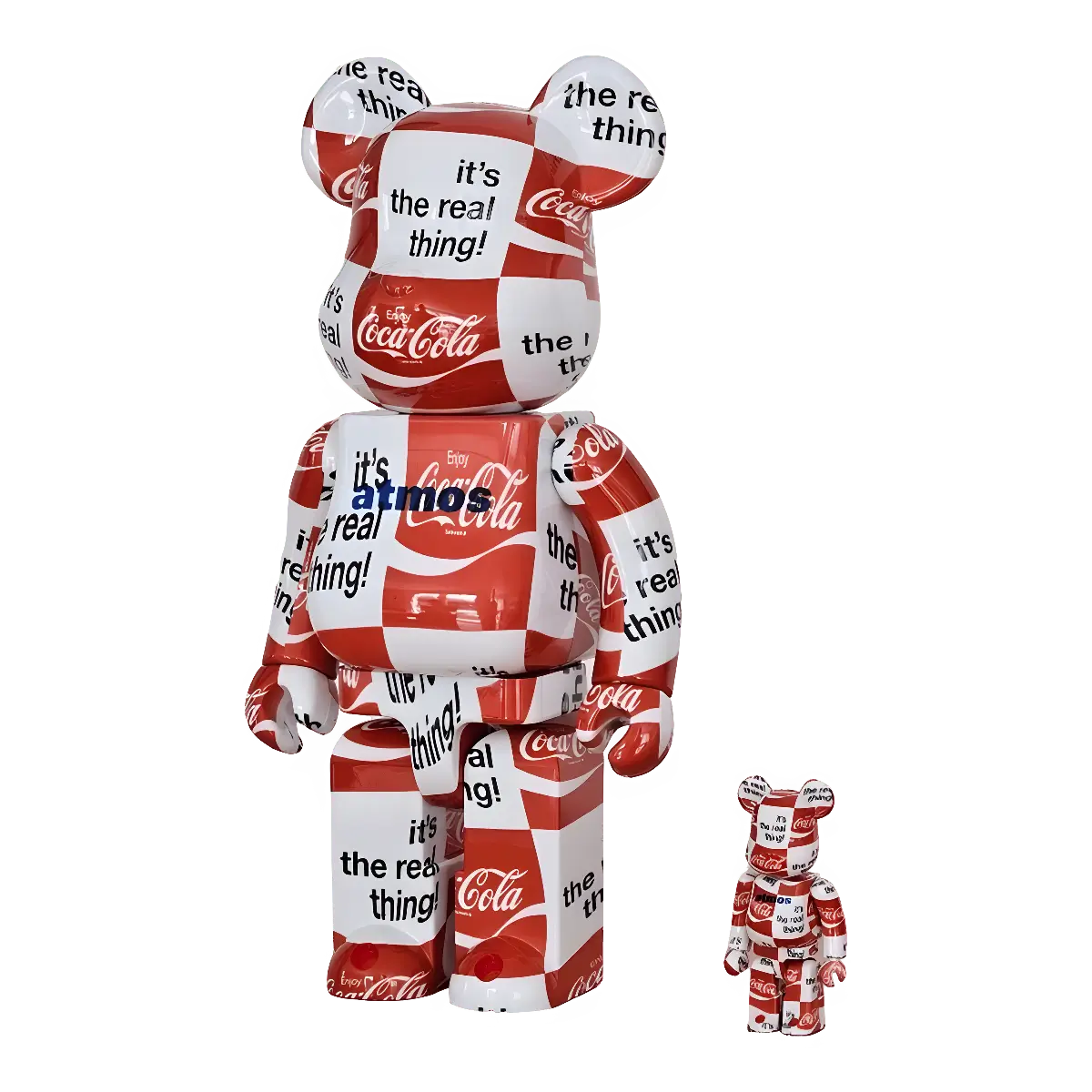 Bearbrick atmos × Coca-Cola Checkerboard 100%+400% schräg