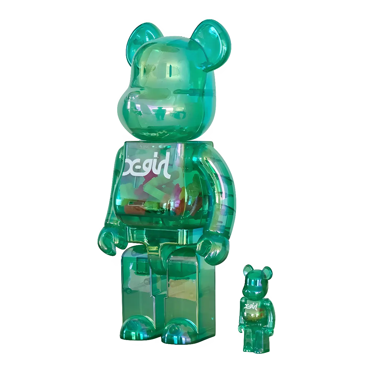 Bearbrick x-girl Clear Green Version 100%+400% schräg