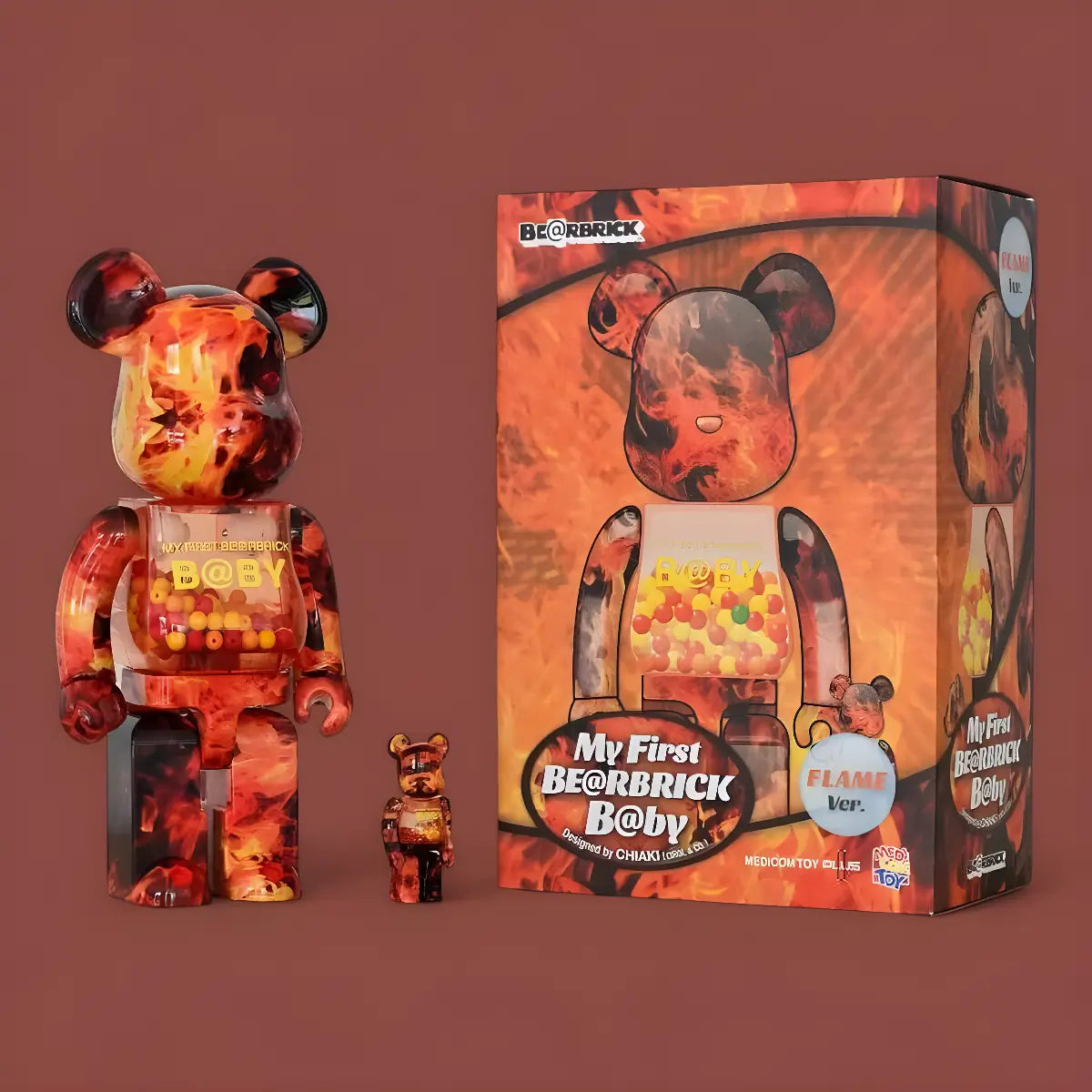 My First Bearbrick Baby Flame Version 100%+400% mit Verpackung