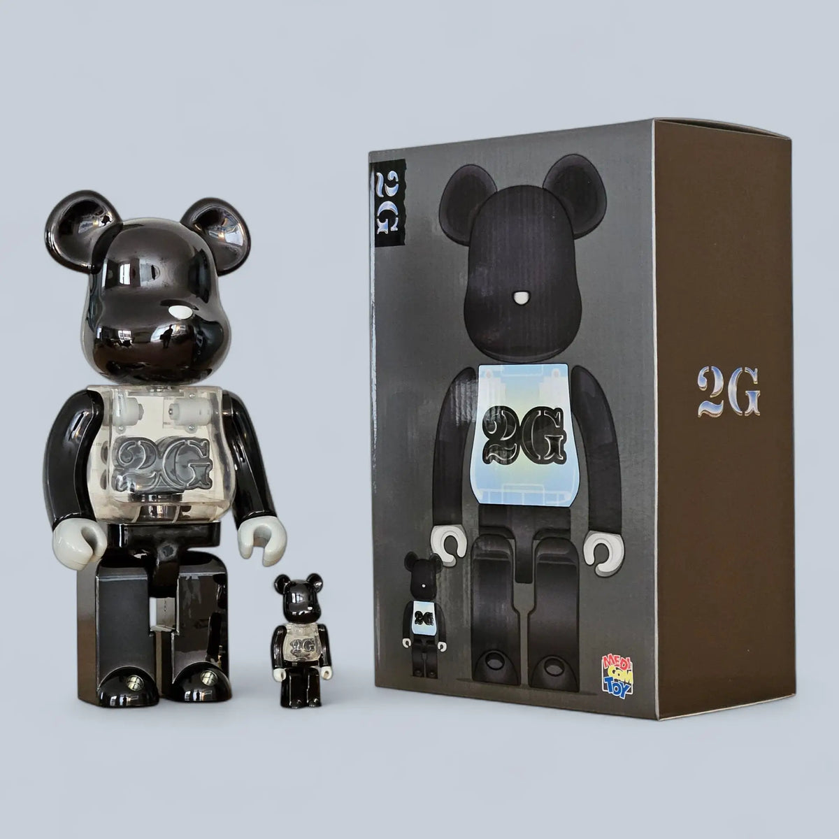 Bearbrick 2G Black Chrome Version 100%+400% mit Verpackung
