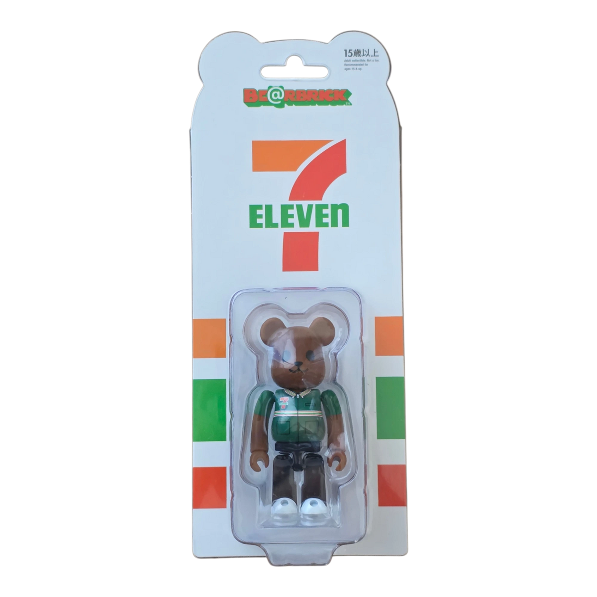 Bearbrick 7-ELEVEN Uniform Green Version 100% Verpackung Vorderseite