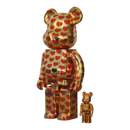 Bearbrick Amplifier® Gold Heart 100%+400% schräg