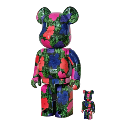 Bearbrick Andy Warhol "Flowers" 100%+400% schräg