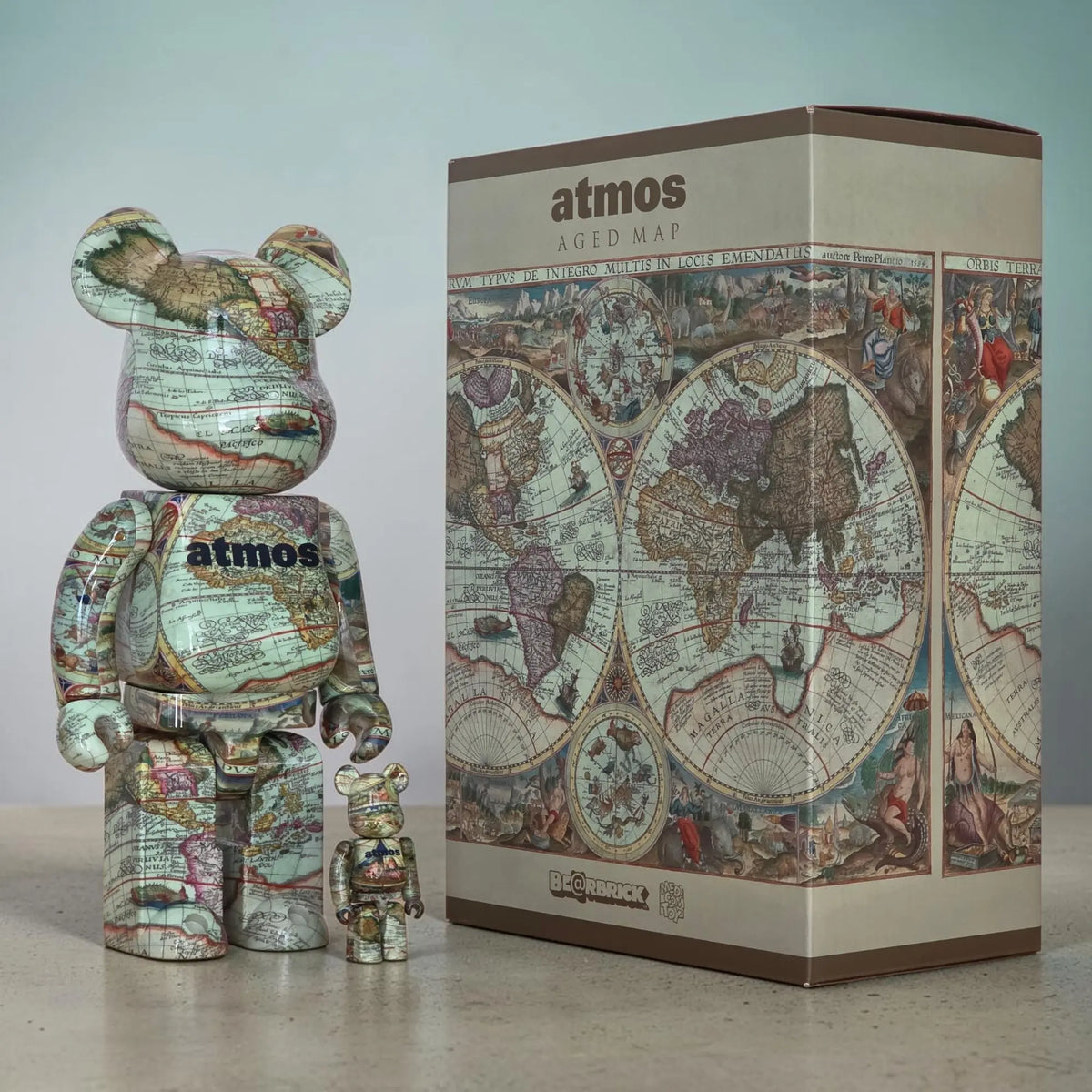 Bearbrick atmos Aged Map 100%+400% mit Verpackung