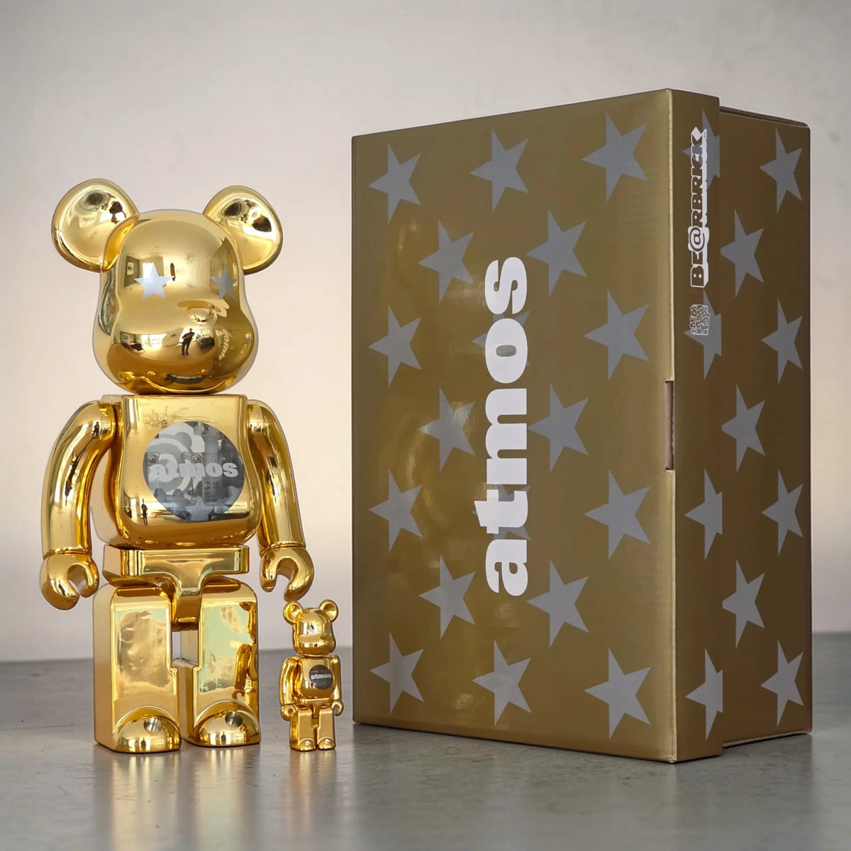 Bearbrick atmos Gold Chrome Version 100%+400% mit Verpackung