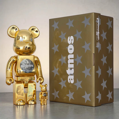Bearbrick atmos Gold Chrome Version 100%+400% mit Verpackung